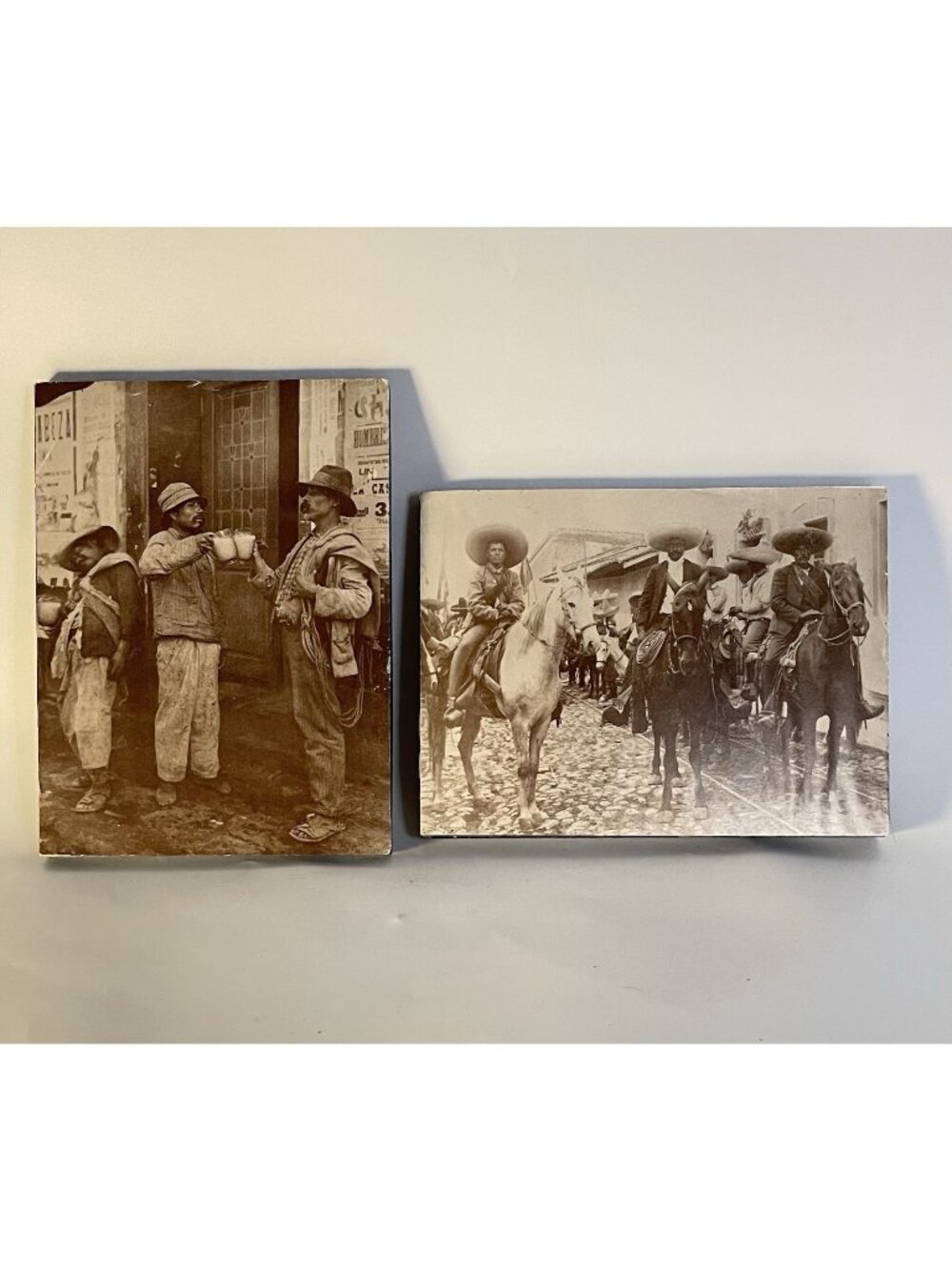 Vintage Mexican Historical Print Pair Zapata Horseback Pulque Scene Wall Art